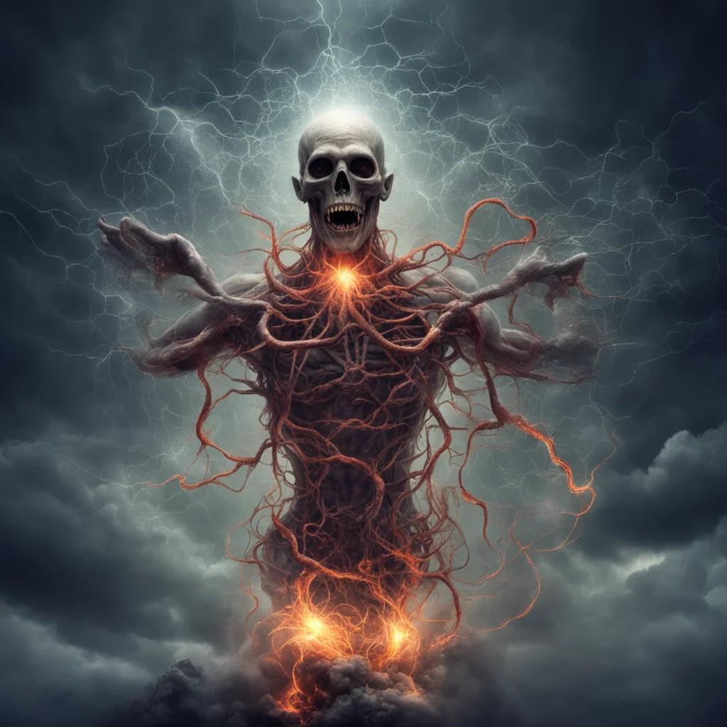 Scary god thats made of power clinging to atoms