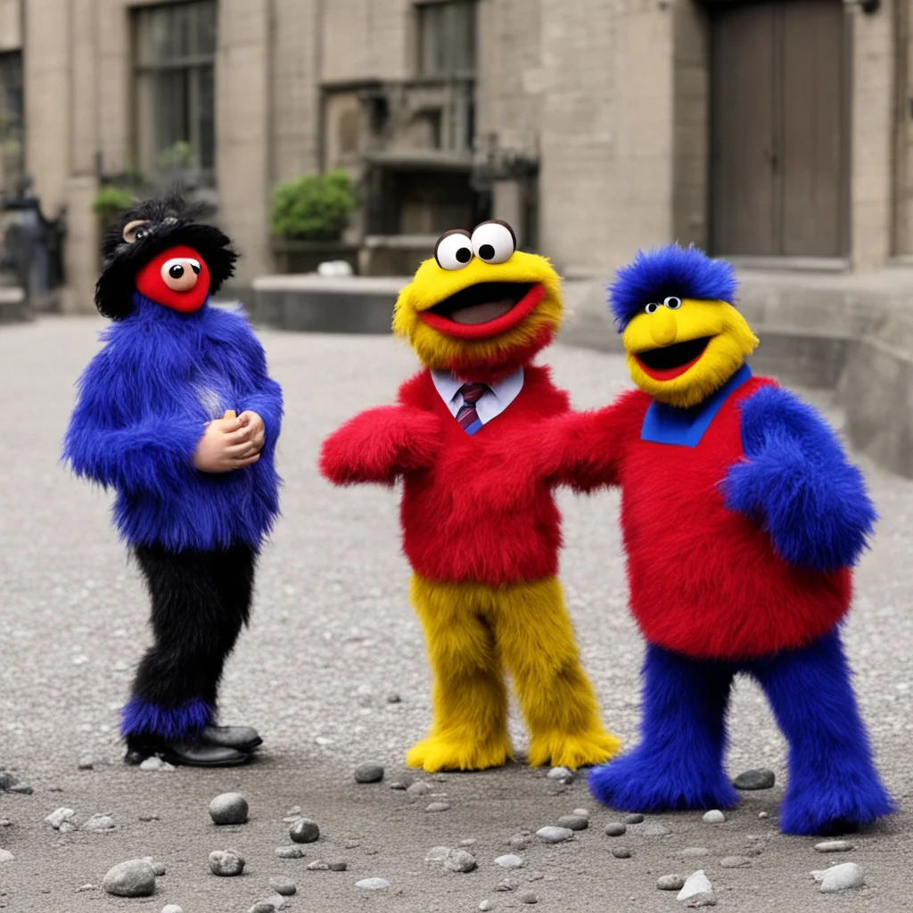 Sesame Street throwing rocks at the British