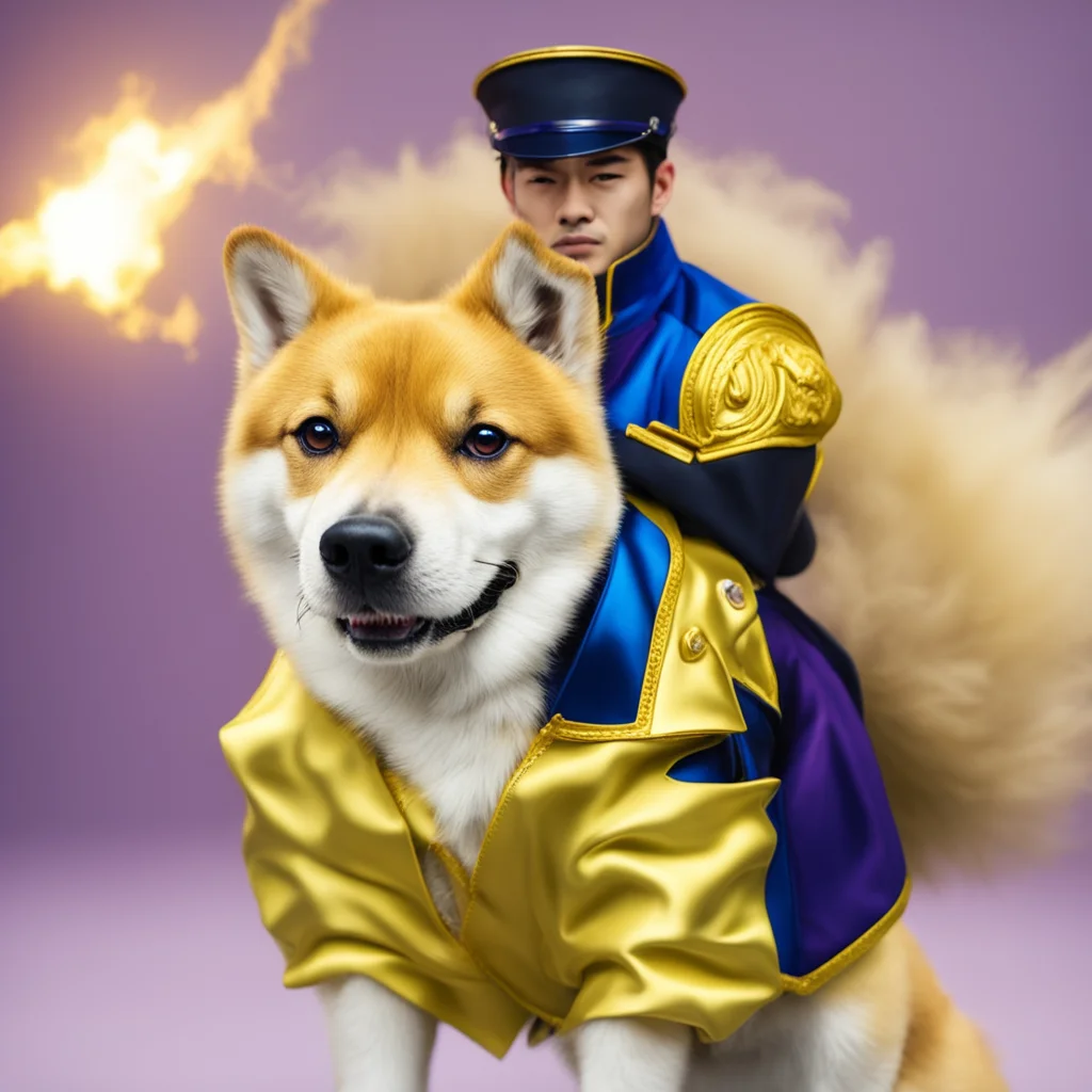 Shiba dog cosplays Jotaro Jojo Stand power aura effect realitism instagram David Production