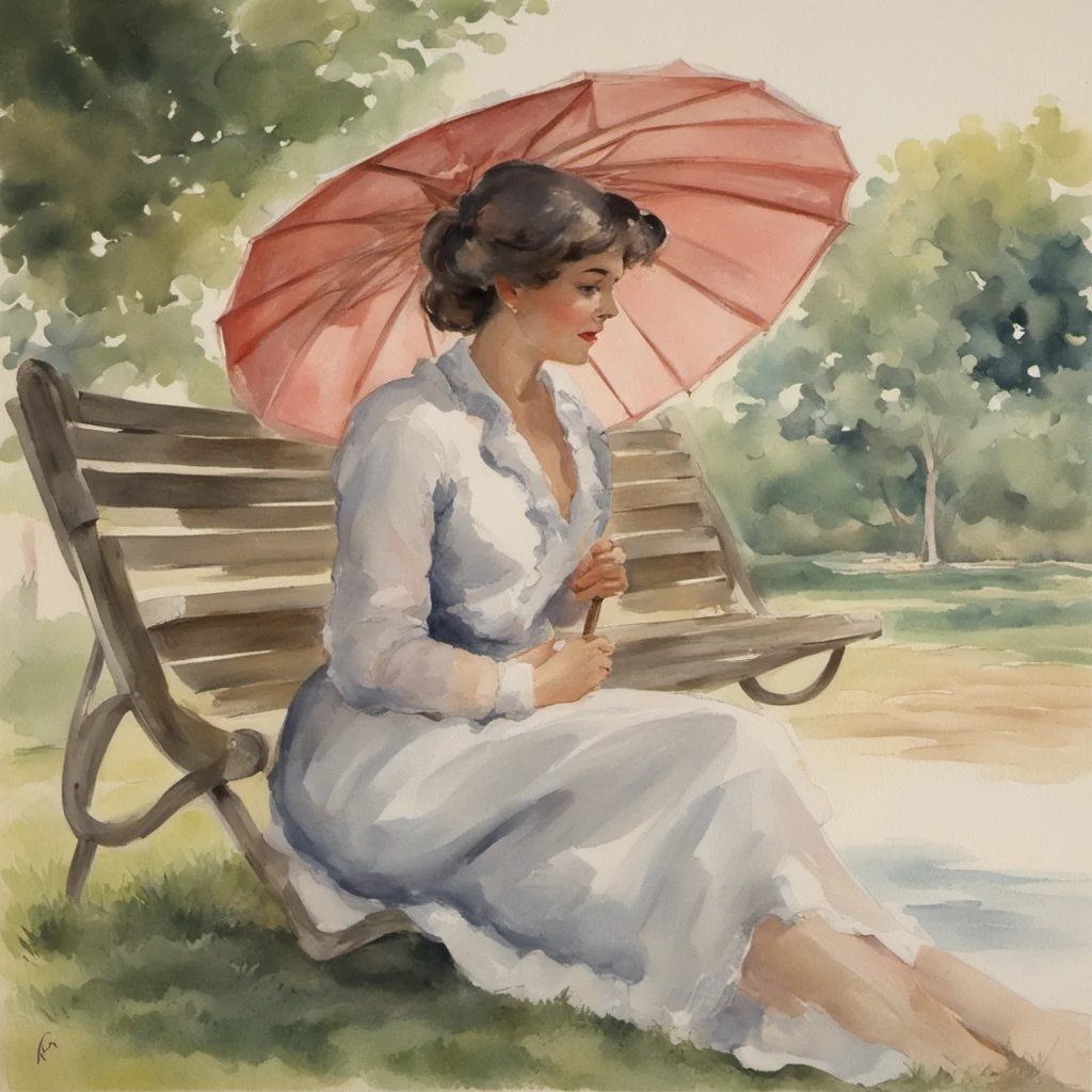 Show La Pointe style afternoon in the park a woman with a parasol 110 of the picture water color