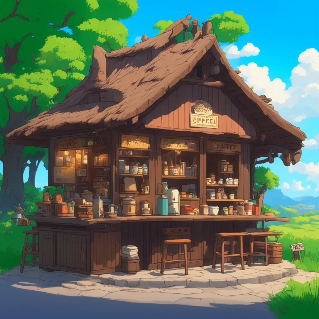 Small roadside coffee shop in Studio Ghibli style breath of the wild styleh 1664w 1664