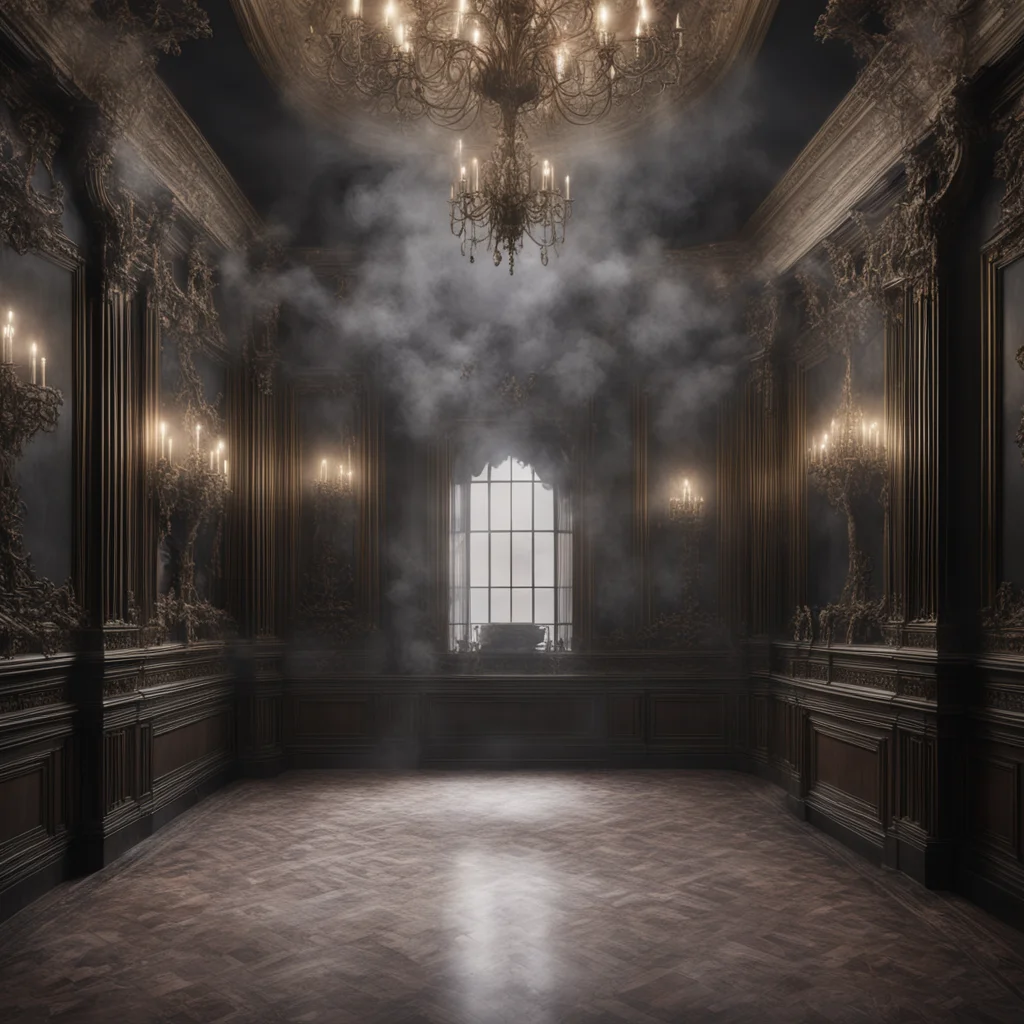 Smokemonsters materializing through the walls in a luxury victorianballroominterior hyper detailed mansion w 400