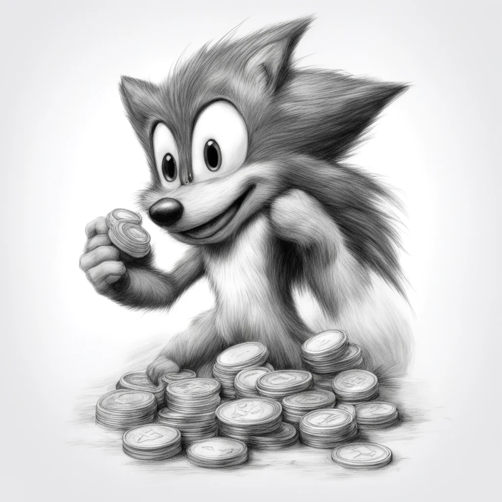 Sonic the Hedgehog carrying coins quick pencil sketch