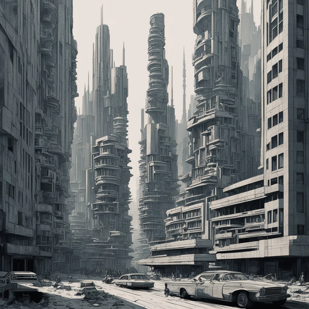 Soviet brutalism organic forms retro futuristic dense crowded city raygun gothic style highly detailed environment aspec