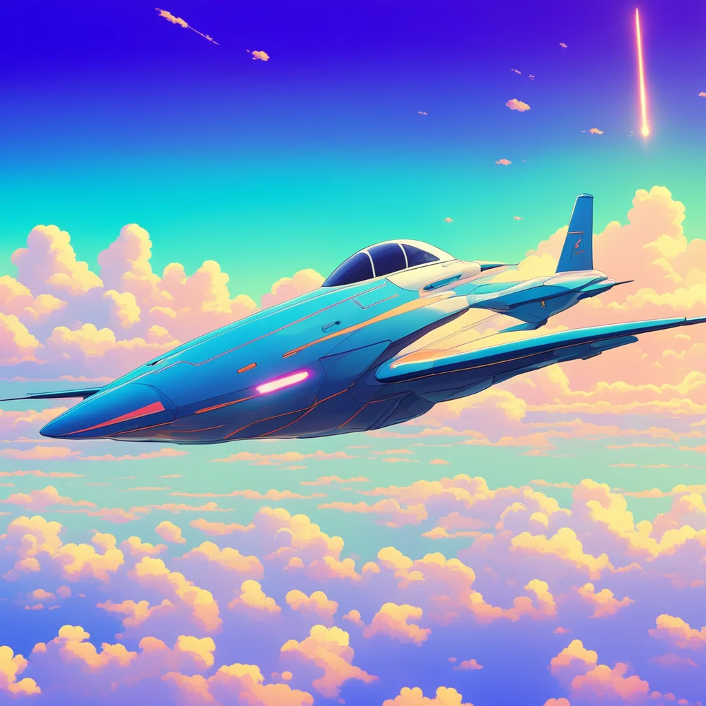 Spaceship fighter jet lovely  dreamy  colorfulStudio GhibliMakoto ShinkaiAnimated movie background illustrationoctane as