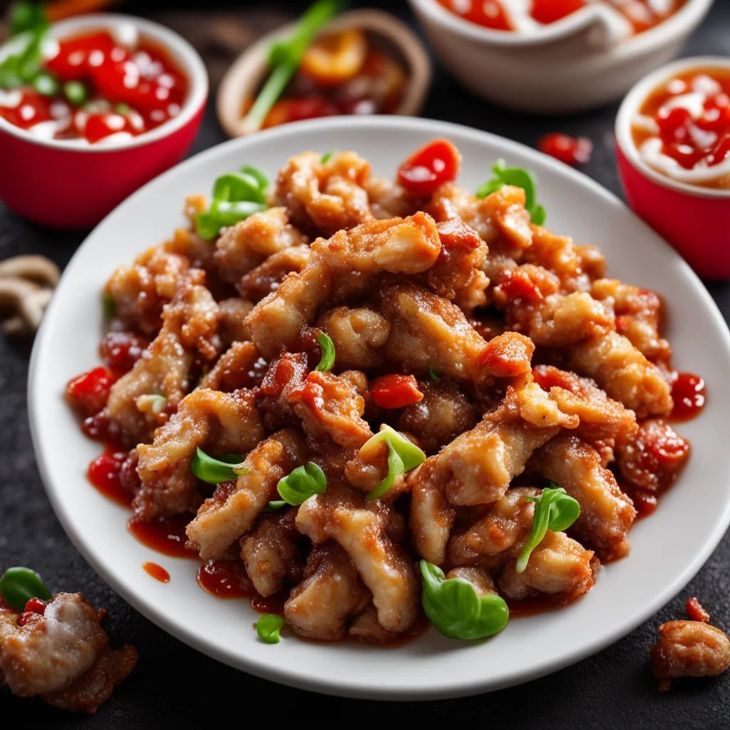Spicy Fried Sanxian delicious hyper realistic and detailed cinematic dramatic food photography soft lighting —aspect 54
