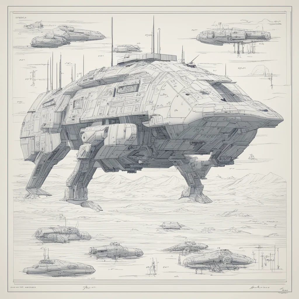 Star Wars Battle of Hoth in the style of a patent drawing