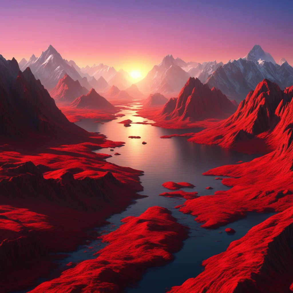 Terrain mountains and rivers dawn the sun comes out beautiful terrain mountains rivers rivers are all red flagsartctatio