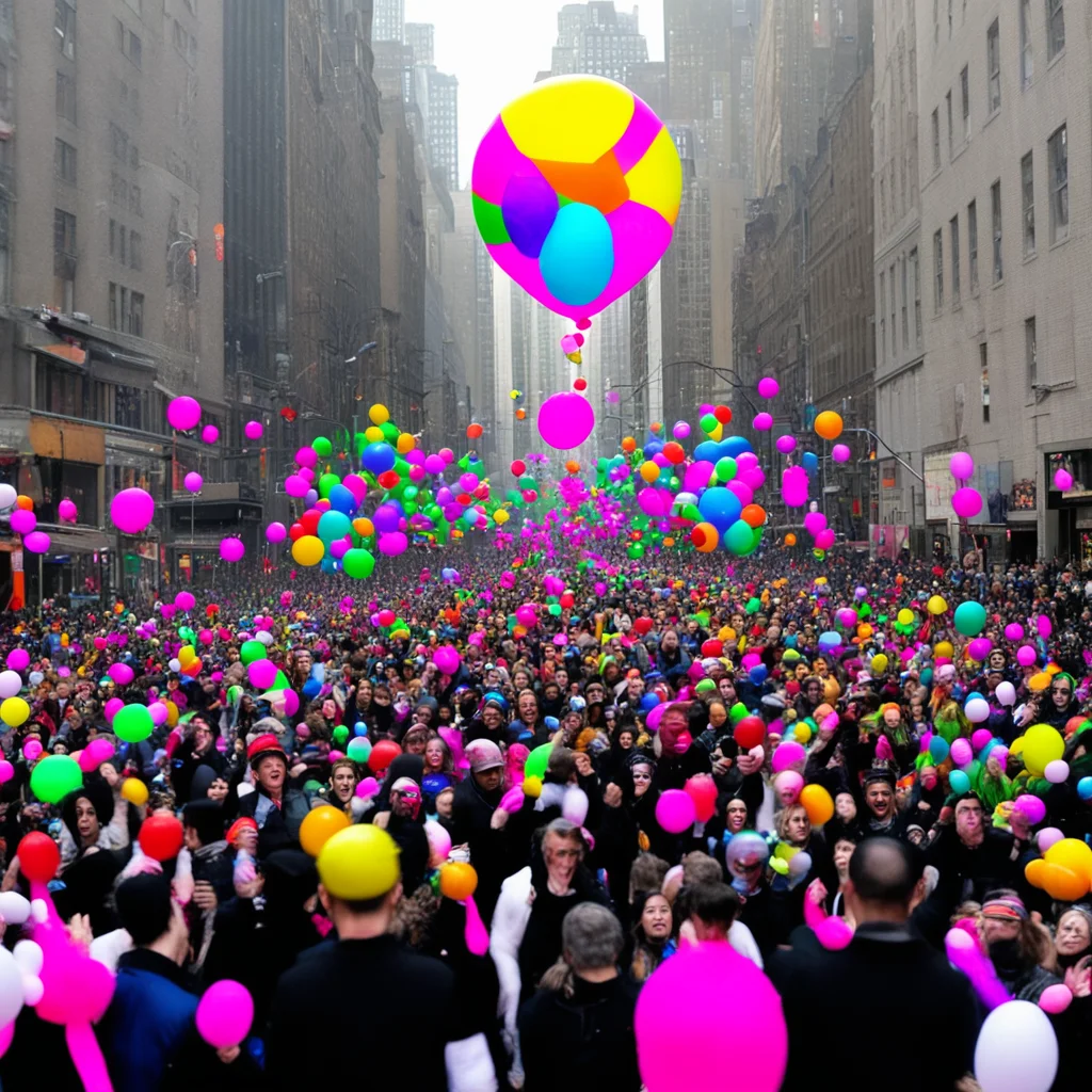 Thanksgiving Day Parade giant floating gloving glitch balloons manhatten crowd crowds of people goth fashion rave ar 169