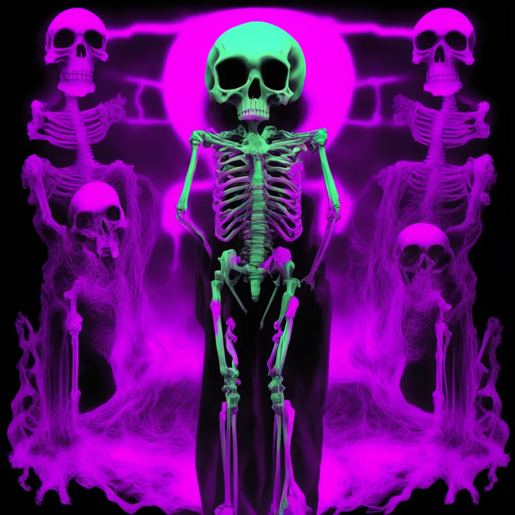 The Danse macabre performed by skeleton  synthwave style  High constrast  Diberkato