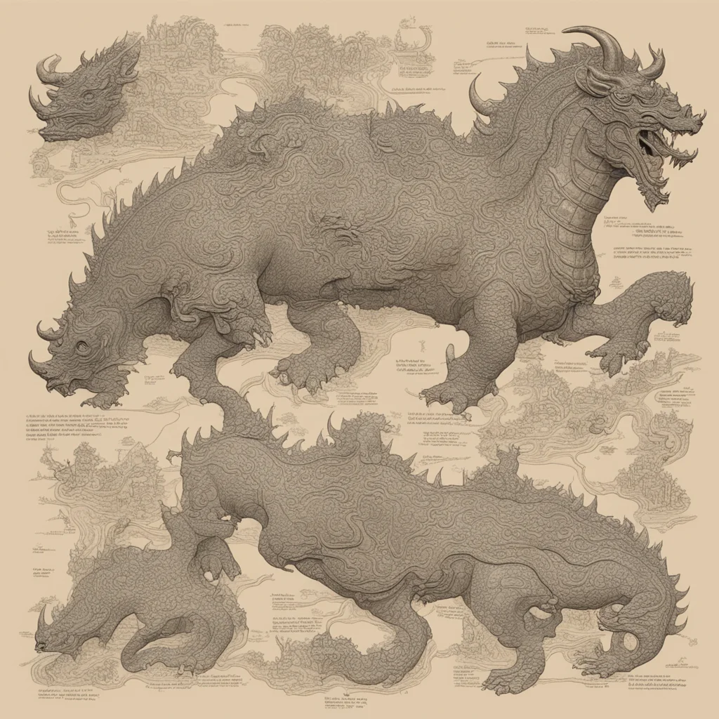 The concept map of Shang and Zhou Bronzes made up of dragon and Rhinoceros