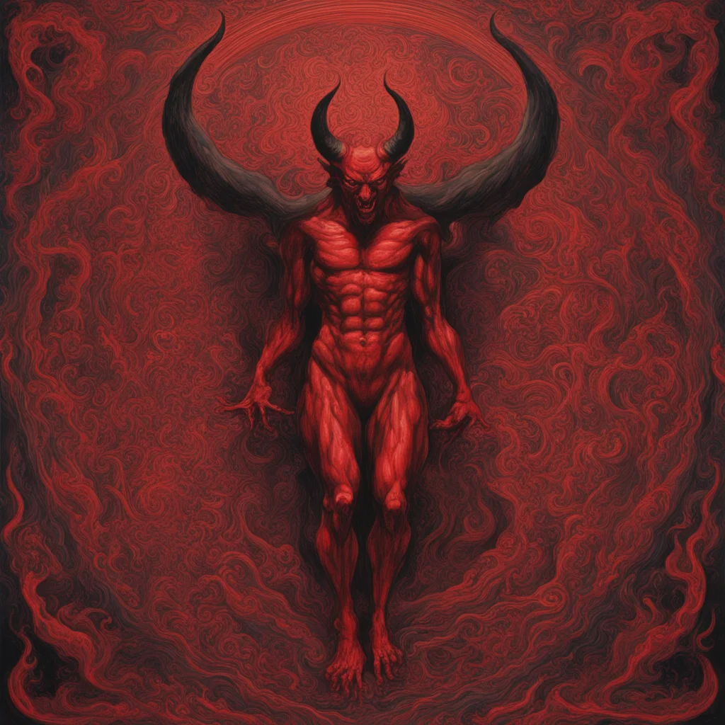 The devil symmetrical in the style of William Blake darkness red colors painting spectacular epic clean ultra detailed w