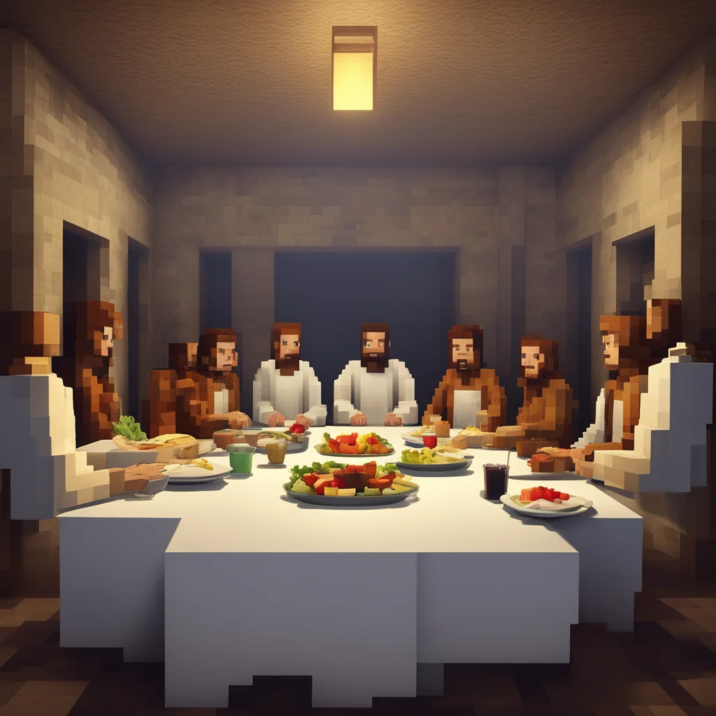 The last supper in the style of Minecraft realistic detailed HD —ar 299