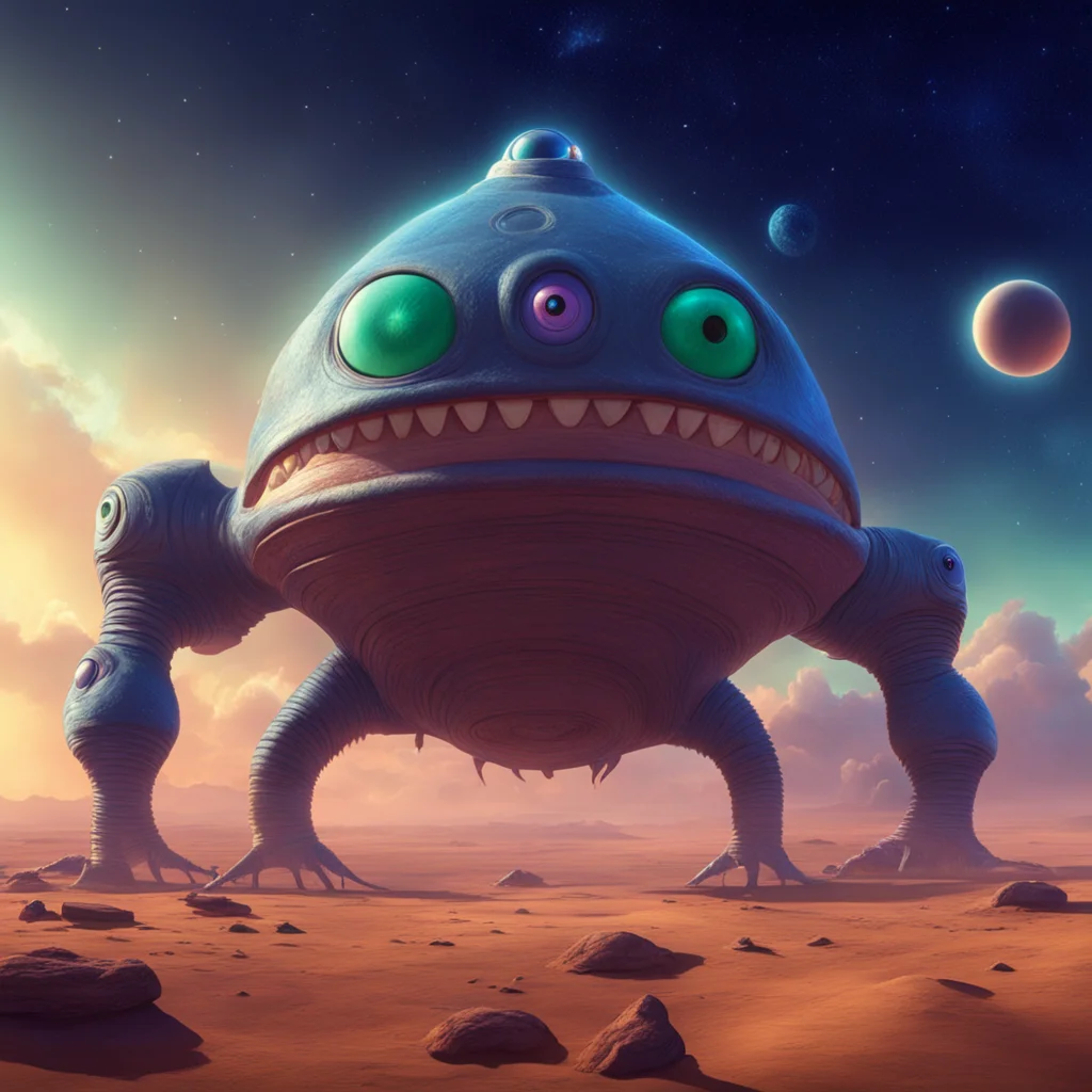 The spaceship of the vast universe the three eyed monster was rescued Pixar animation thanks