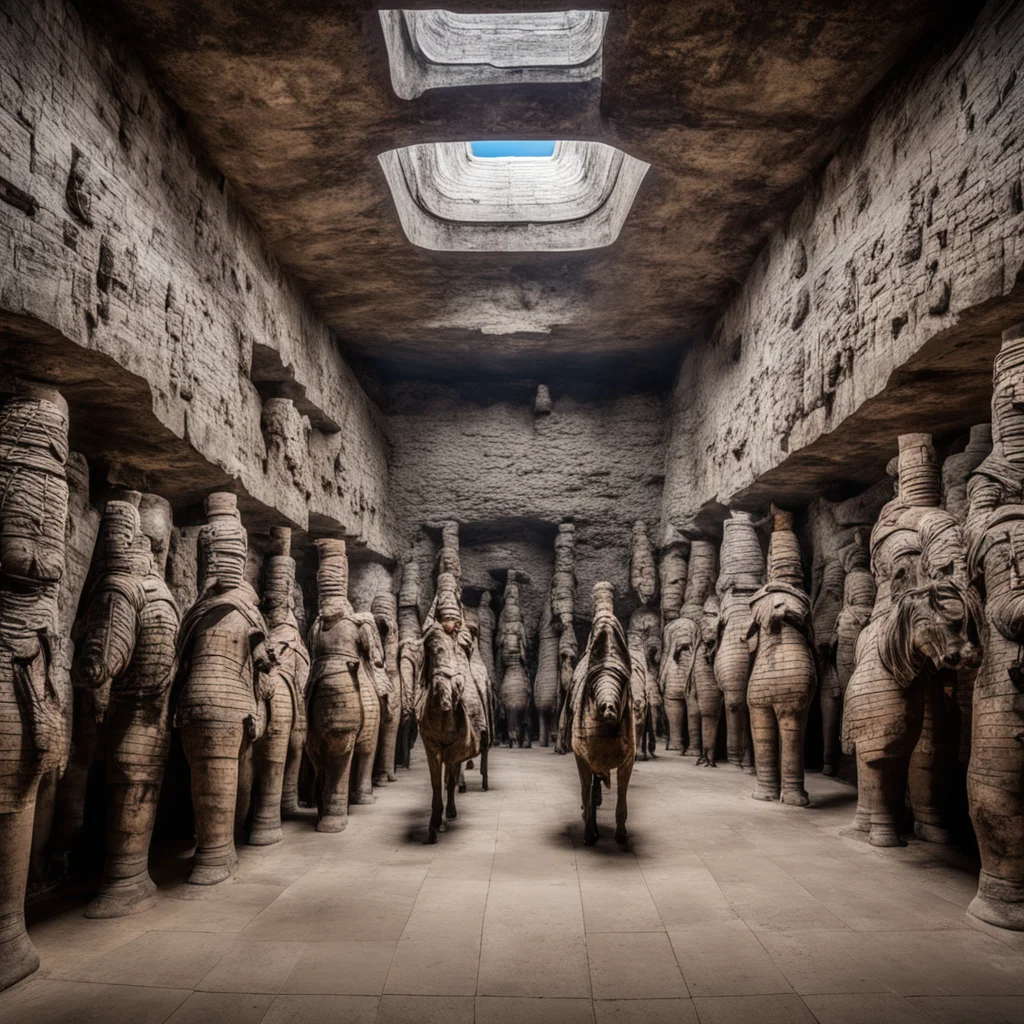 The underworld looking up at the huge terracotta warriors and horses the indescribable horror