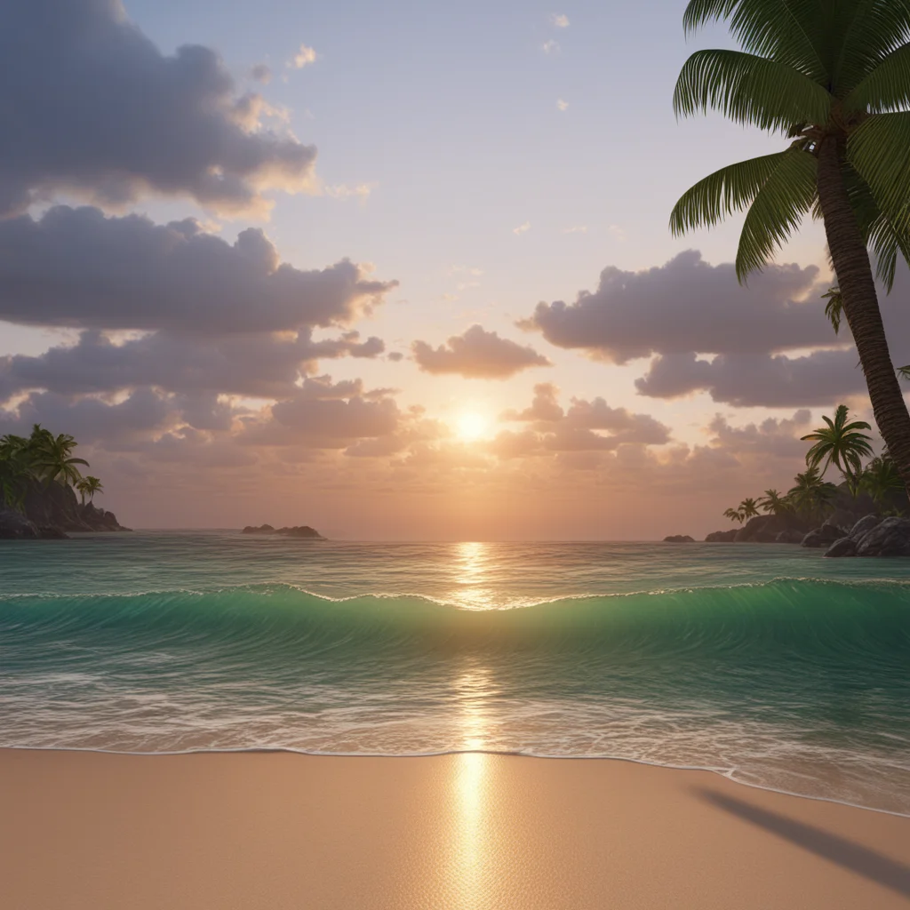 Tropical beach cinematic ultra realistic Sunset peaceful atmosphere zen Highly detailed epic composition environment Epic scale post processed 4k Octa