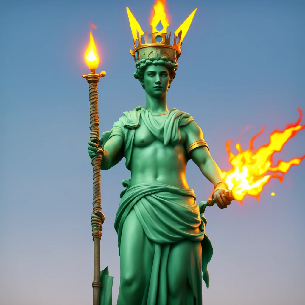 Video game avatar video game style wearing crown from Statue of Liberty holding torch Octane render — ar 169