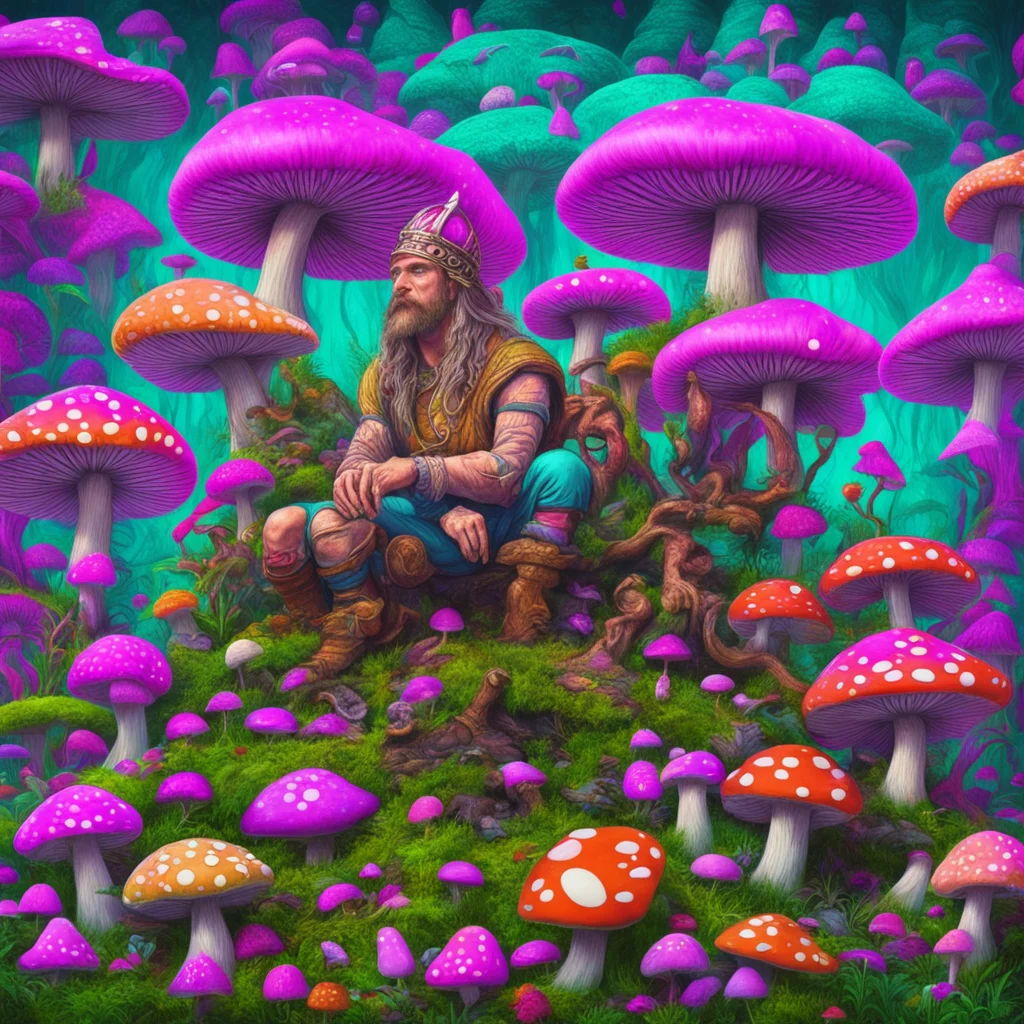 Vikings on shrooms psychedelic photorealistic vivid