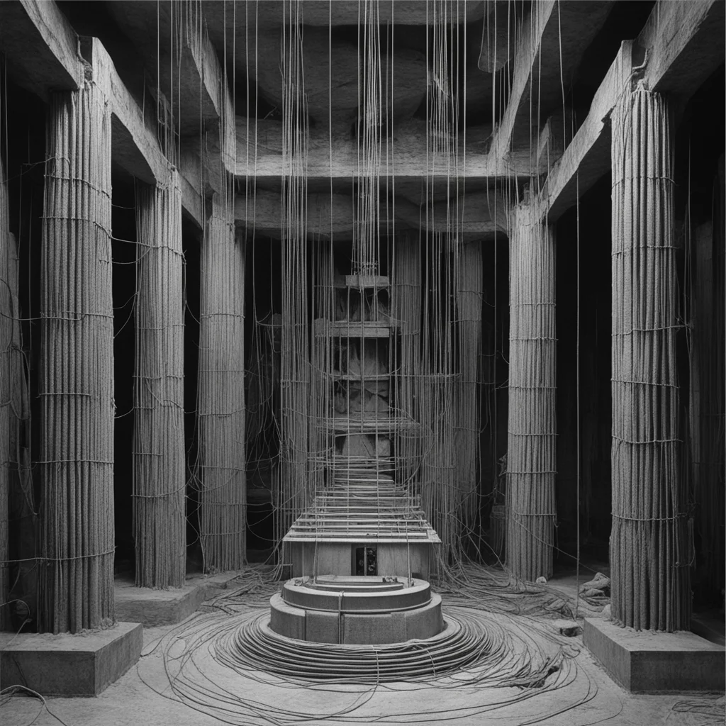 Warlock Temple Oracle Brutalist Catatacomb wires cables detailed Ansel Adams 1900s ar 34