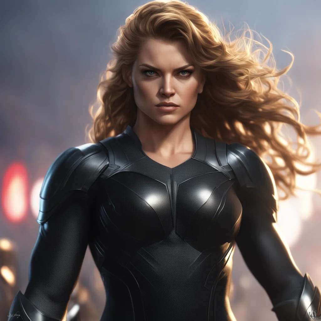 Warrior Princess in black by artist Alex Ross for the Avengers Marvel cinematic light photographic high detail realistic