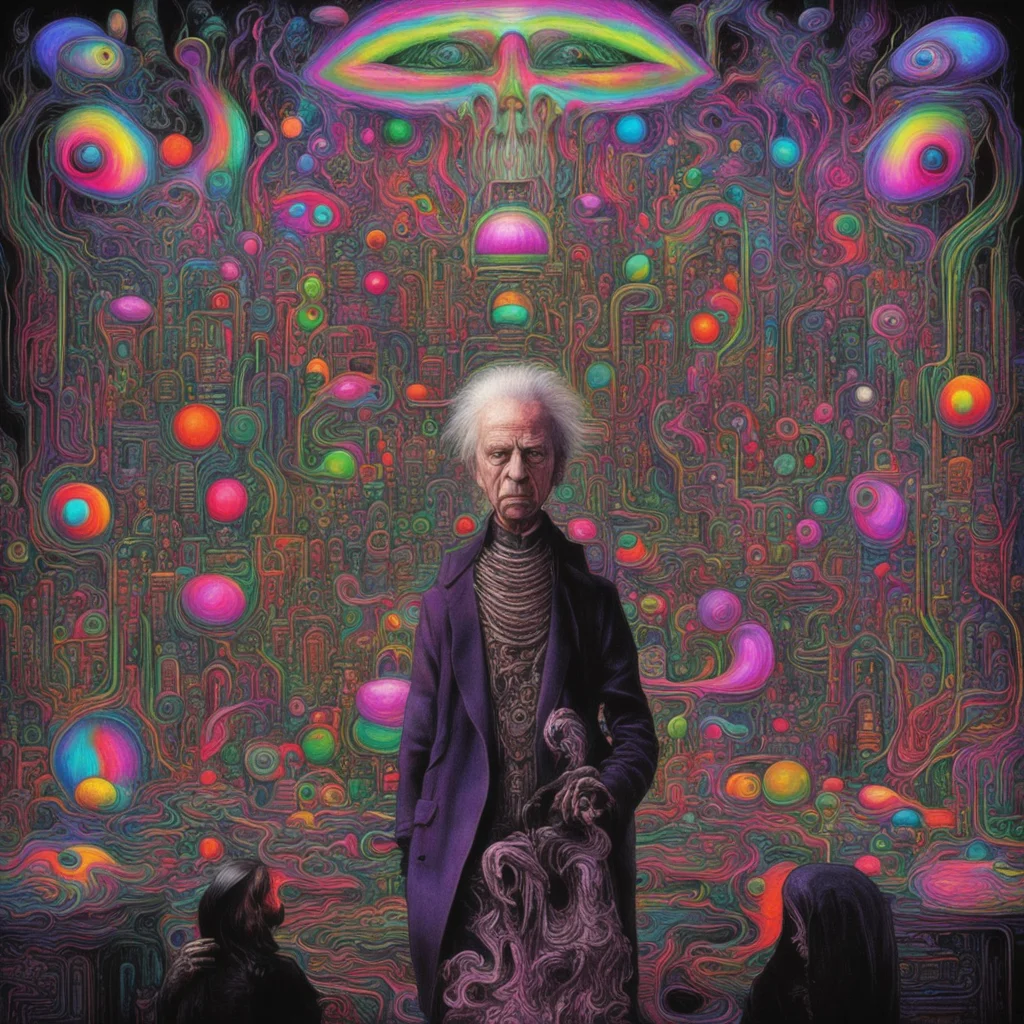 William Wonka and his nightmare of a chocolate factory954 terribly horrifying galactic dmt vision concept art by Yoshita