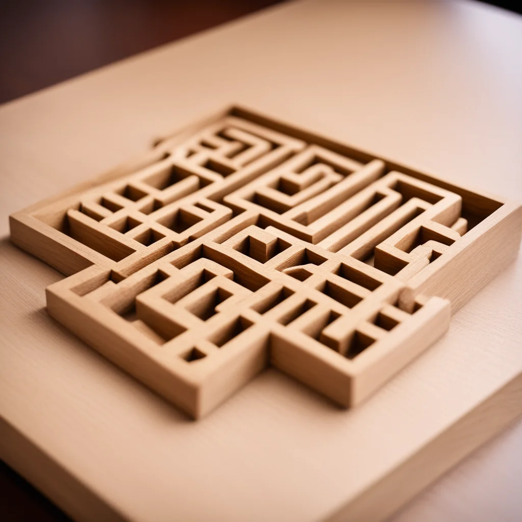 Wooden Maze Game on a desk photgraphy
