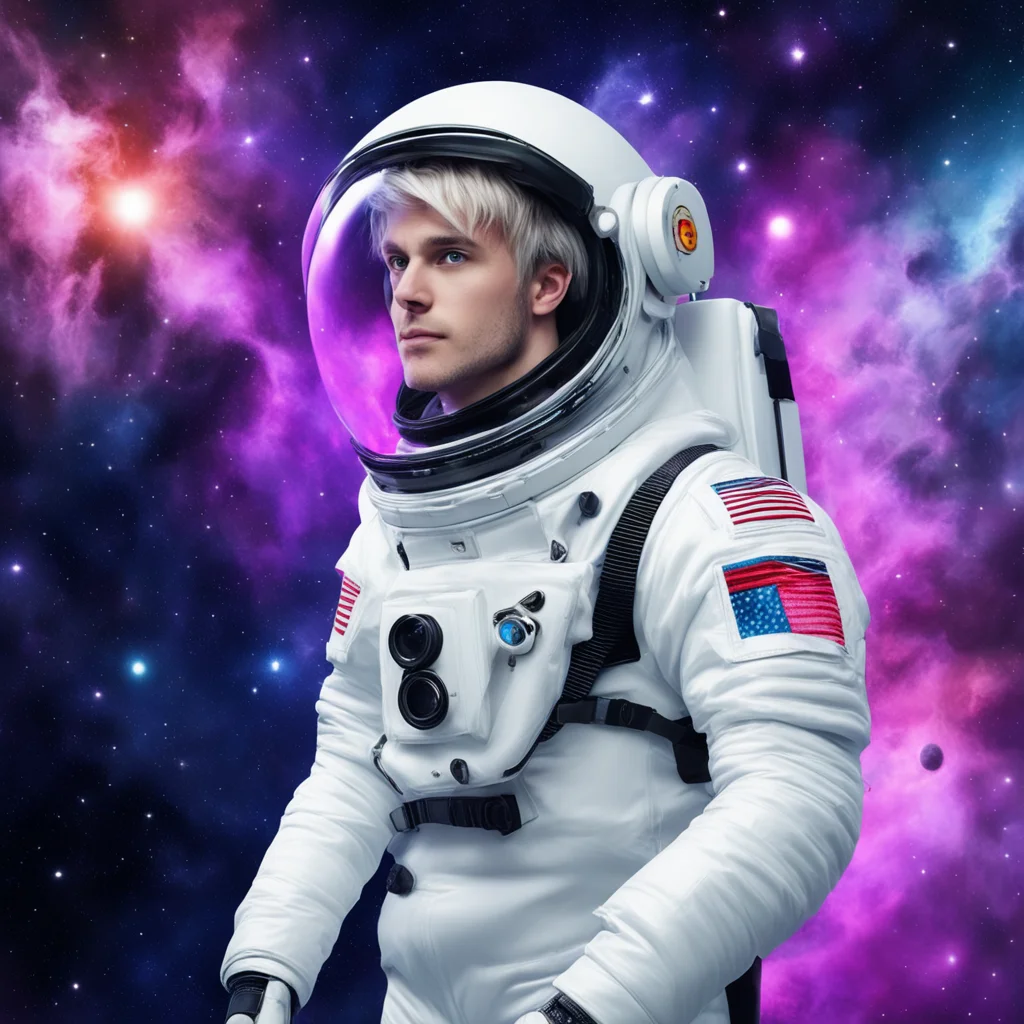 Xqc depicted as an astronaut in space nebula stars