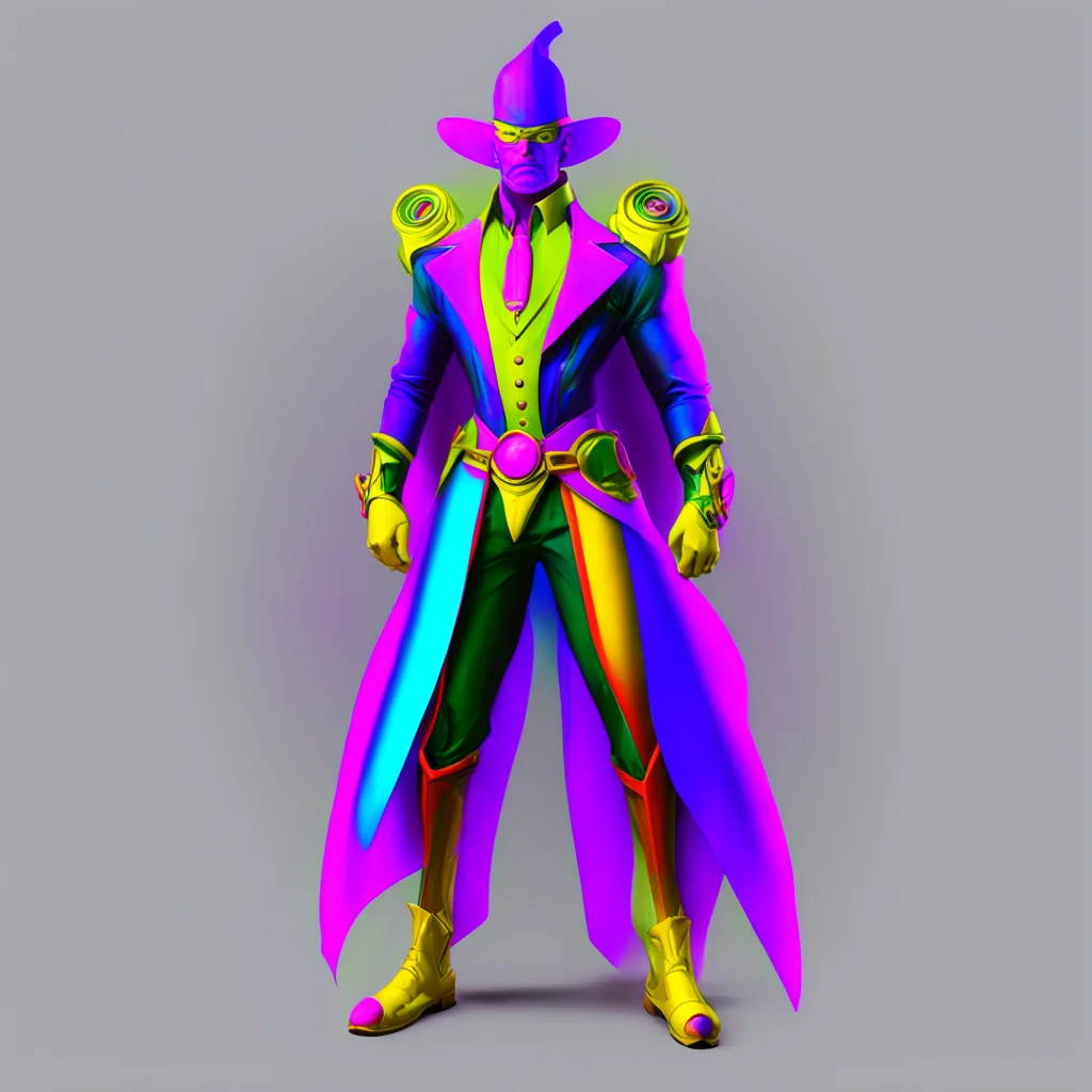 Zorbon Inter dimensional time wizard Super villain full body full character design concept art Peter Max octane render