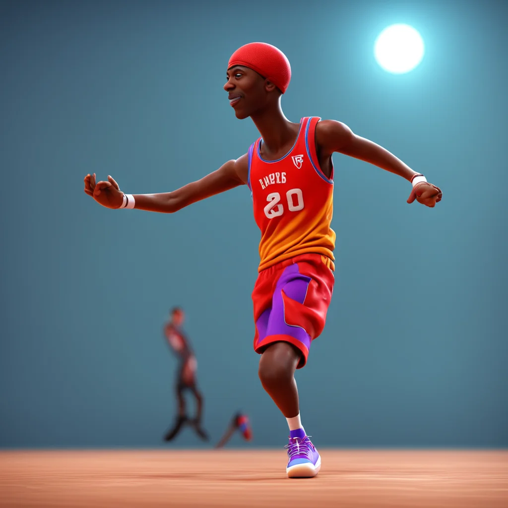 a 3d character basketball player hangtime bout to score 3d render in the style of aardman studios unreal engine art stat