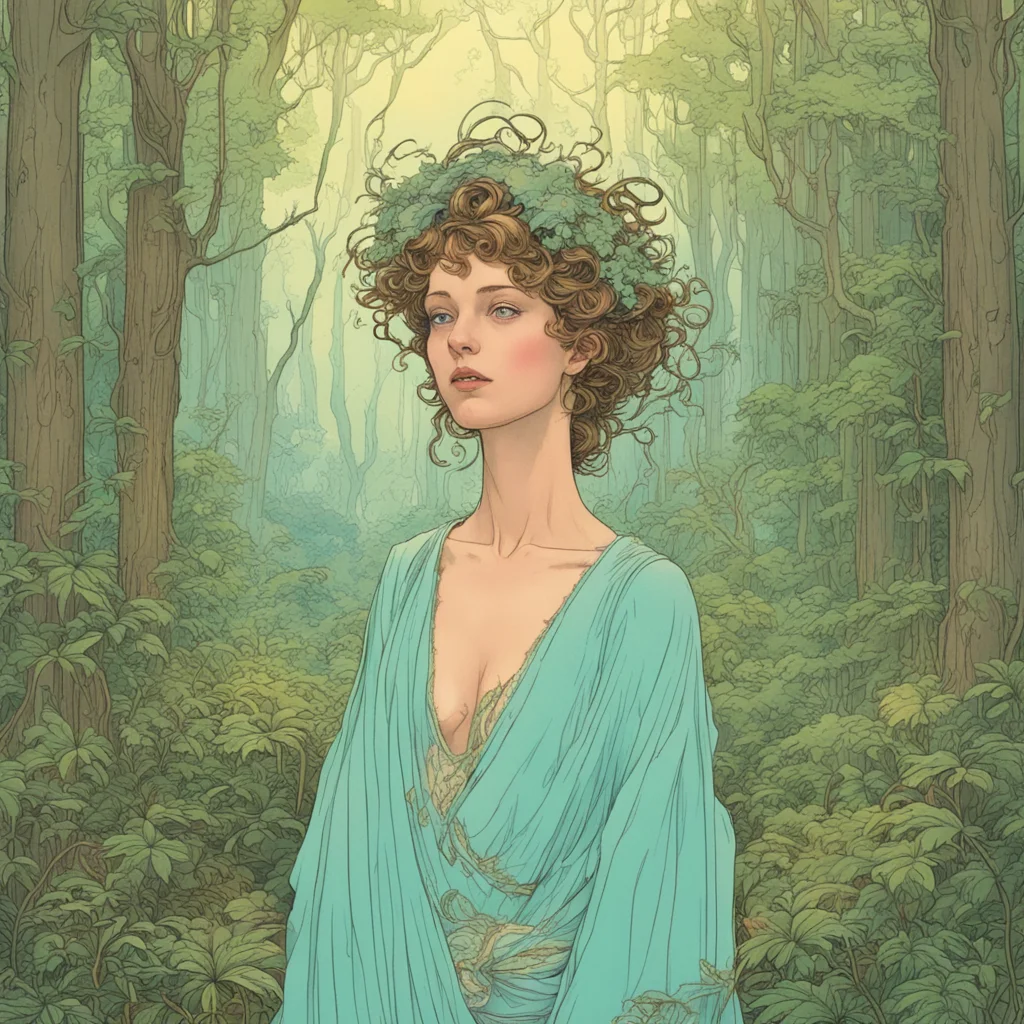 a Beauty in the forest | of Jean Giraud and Alphonso Mucha and Wes Anderson and Moebius in kindle e ink ar 916