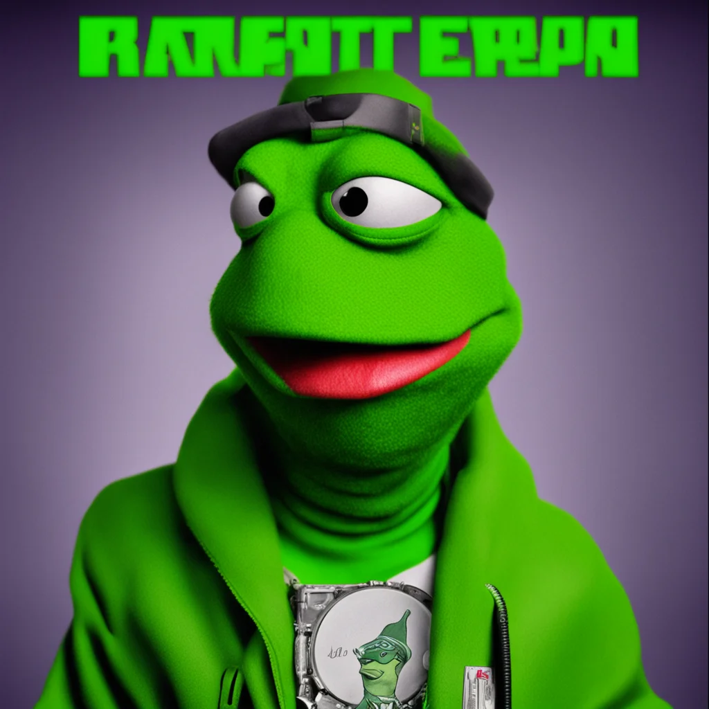 a CD Cover with kermit as a rapper brutal cover unreal