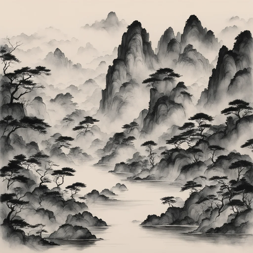 a Chinese landscape Ink Painting by 唐寅Tang Yin8K RESOLUTION