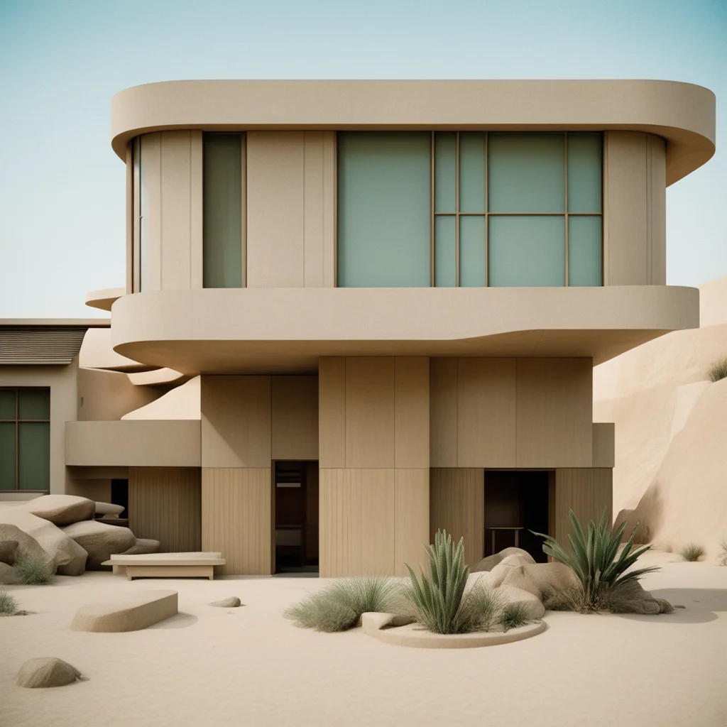 a Japanese modernist house in Mos Eisley 35mm photography —ar 915