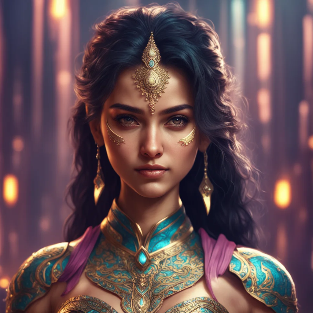 a beautiful young woman portrait indian superhero girl insanely detailed and intricate mood ominous matte painting cinem