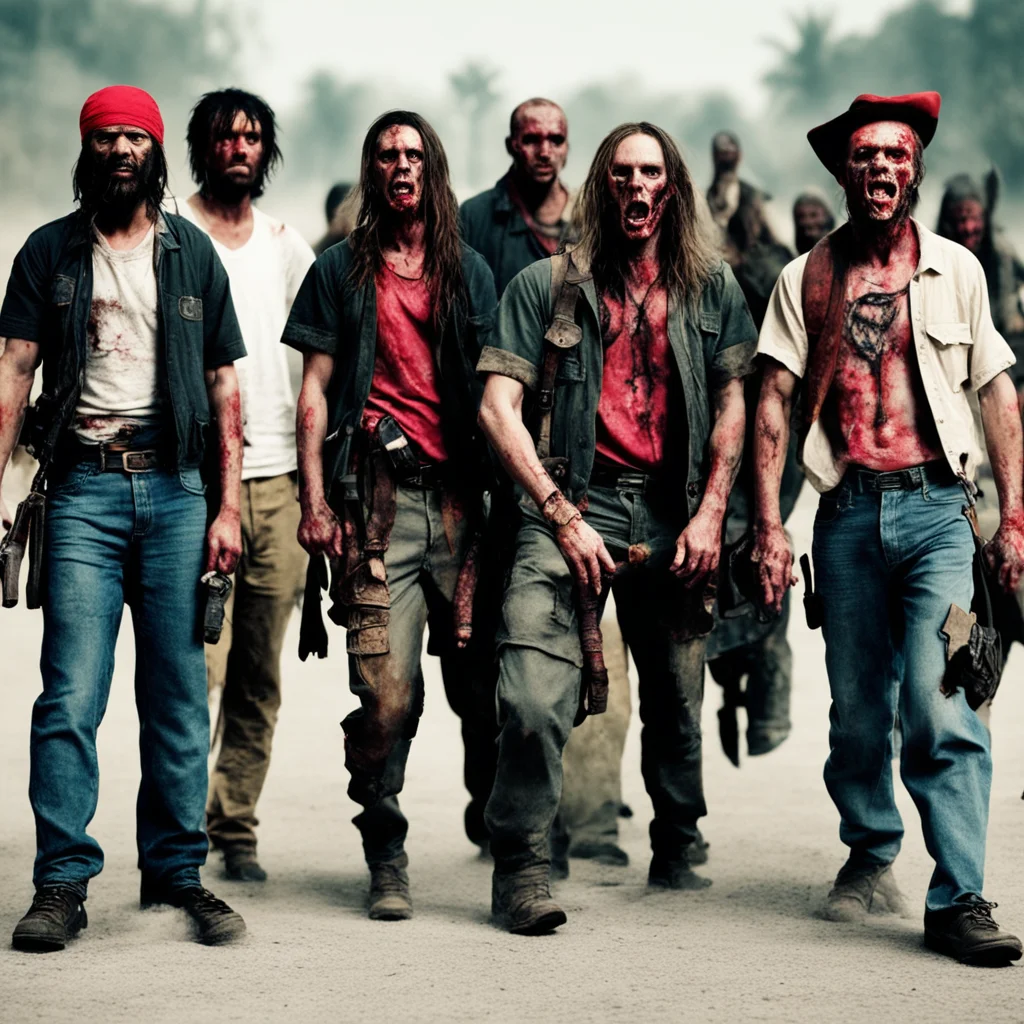 a crew of pirates in the zombie apocalypse dawn of the dead style