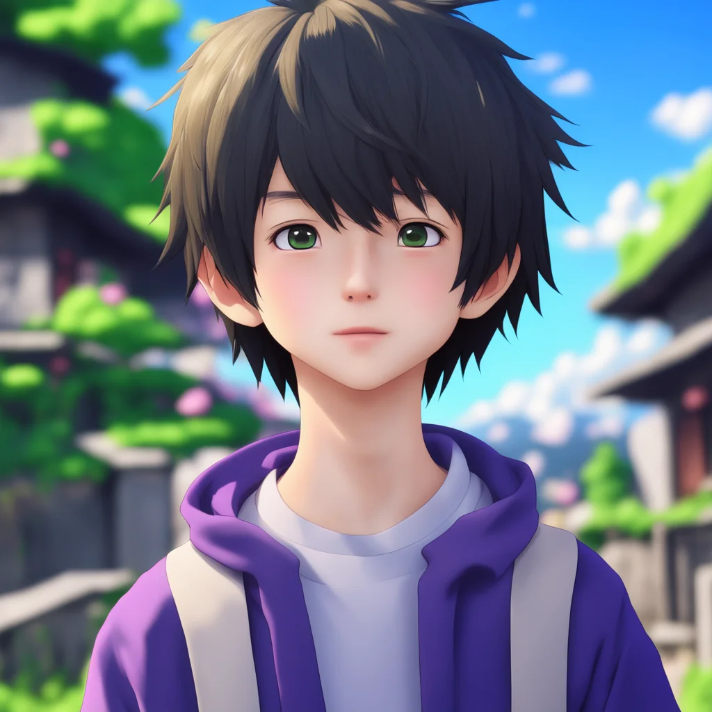 a cute Japanteen boy in anime style  anime  anime characters CG  by Ghibli studio by Shinkai Makoto  matte painting tren