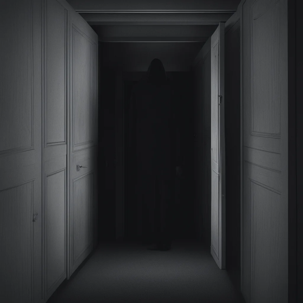 a dark figure hiding in a closet