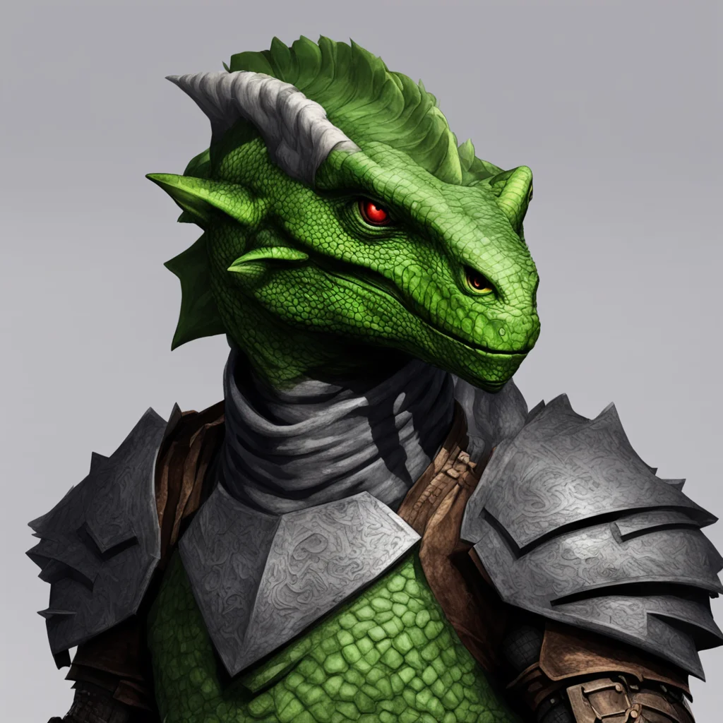 a detailed argonian wearing armor in the style of kameloh