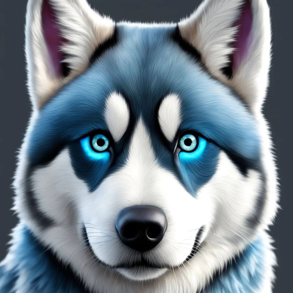 a detailed image of a husky with ice blue eyes in the style of Naruto anime