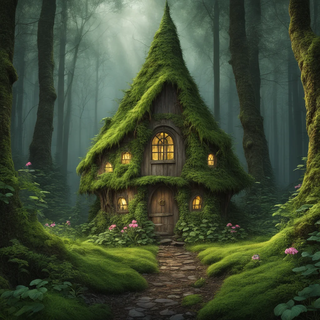 a fairy home in a dense dark forest clearing Guido Borelli hyper realism exquisite detail dramatic lighting 8k resolutio