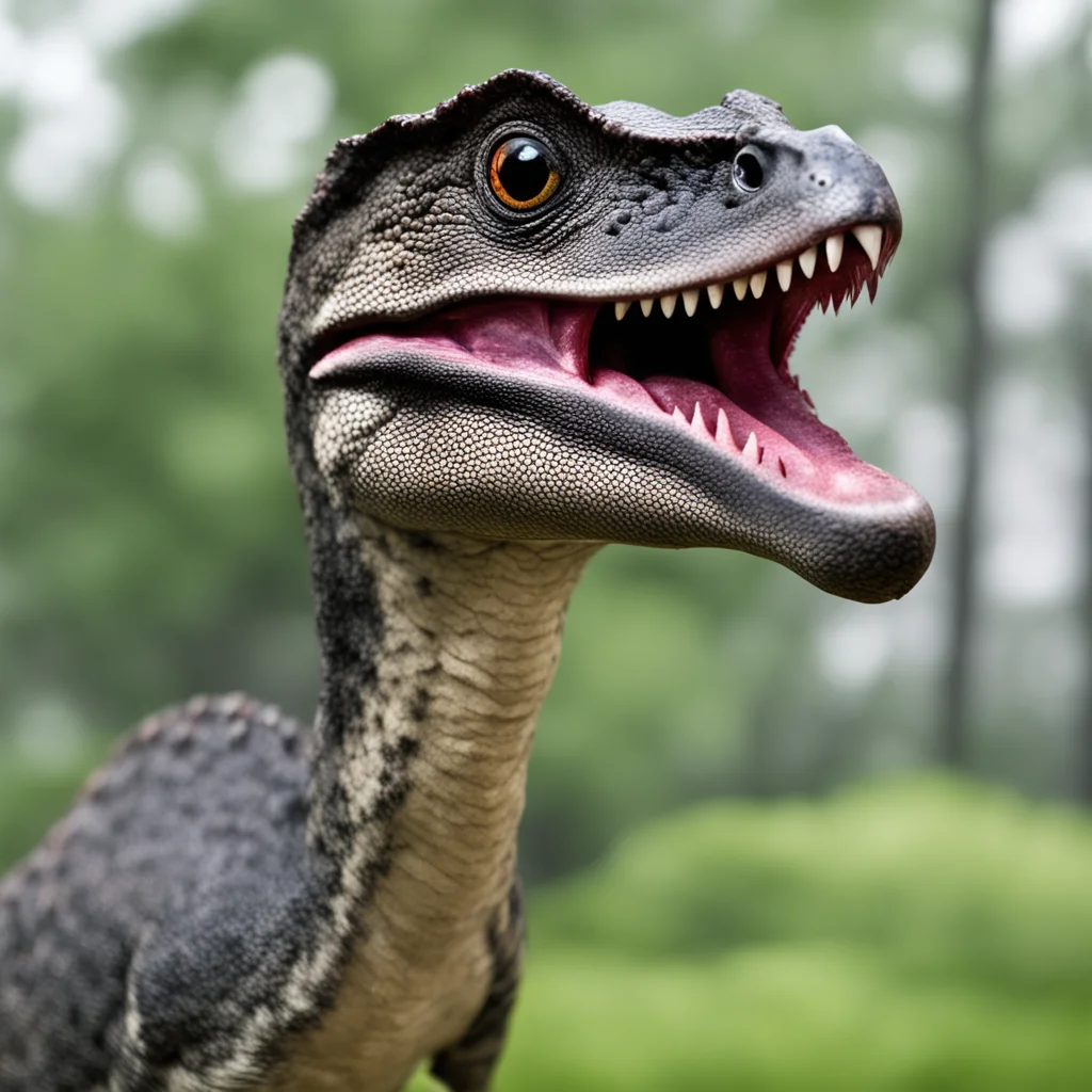 a friendly velociraptor