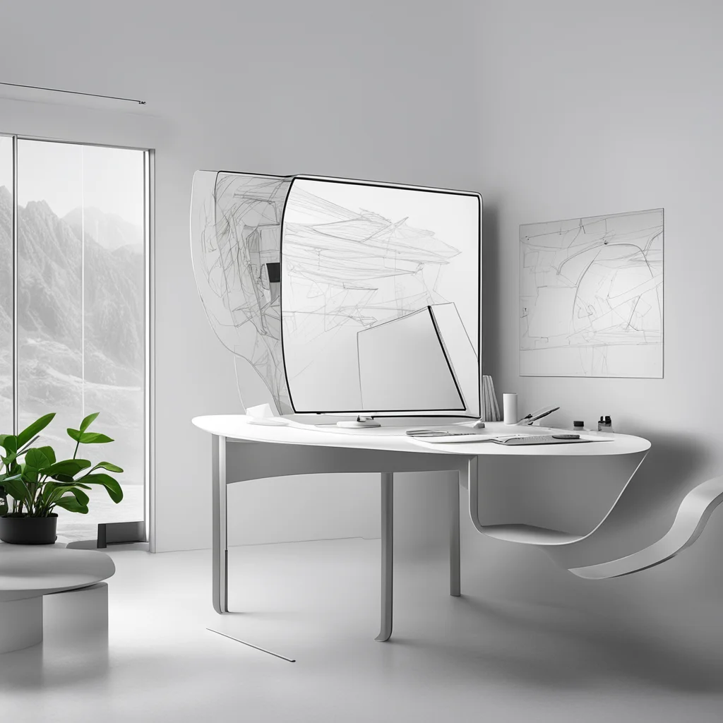 a futuristic desk and drawing board