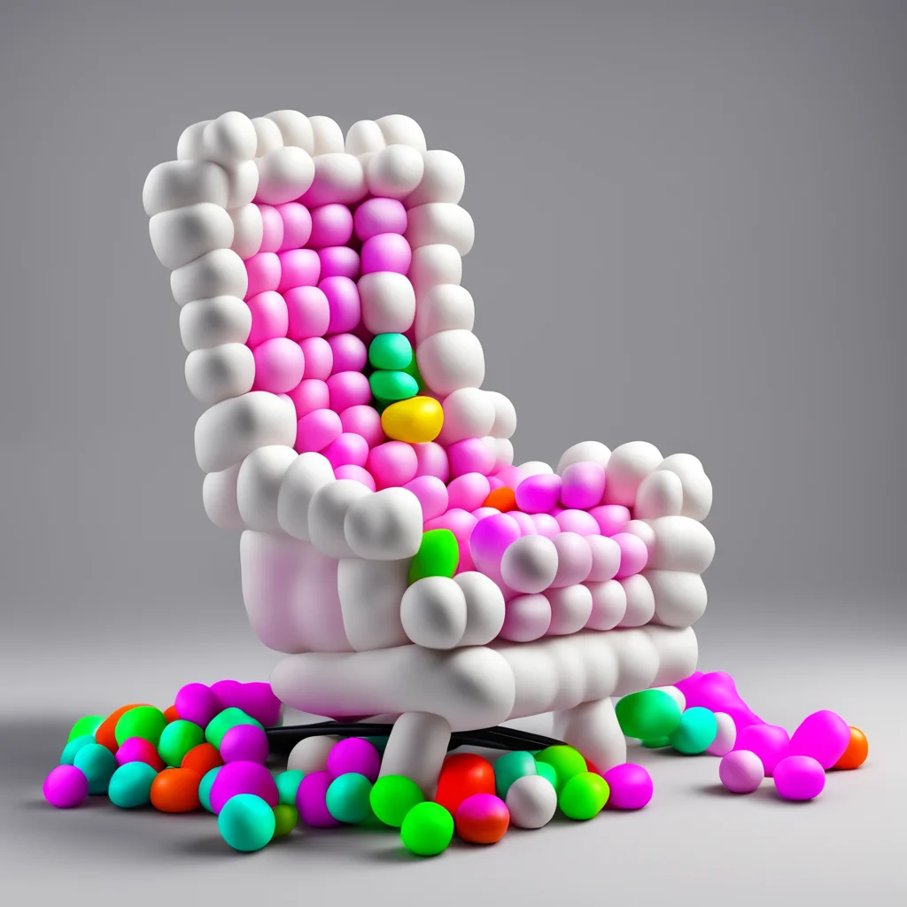 a gaming chair made from marshmallows and gummies photorealistic high details quarter view