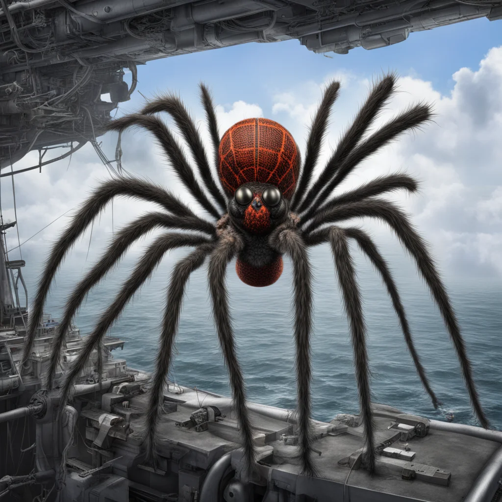 a giant bio mechanic spider weave his web on a battleship high detail greg rutkowski photorealism printar 31