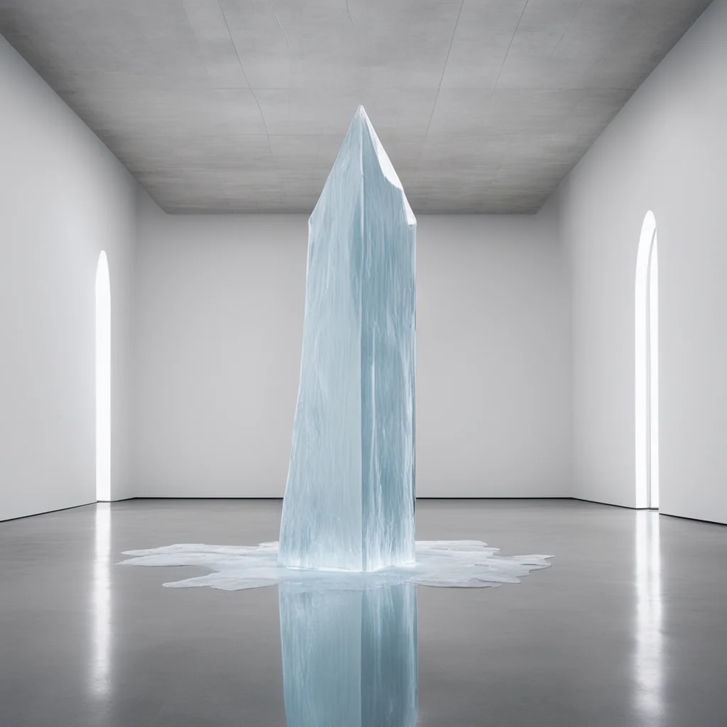 a giant shard of clear ice sitting in a minimal white gallery factory Dia Beacon Pace gallery James Turrell ar 169