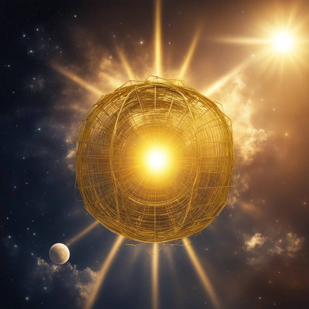 a golden cage around the sun space