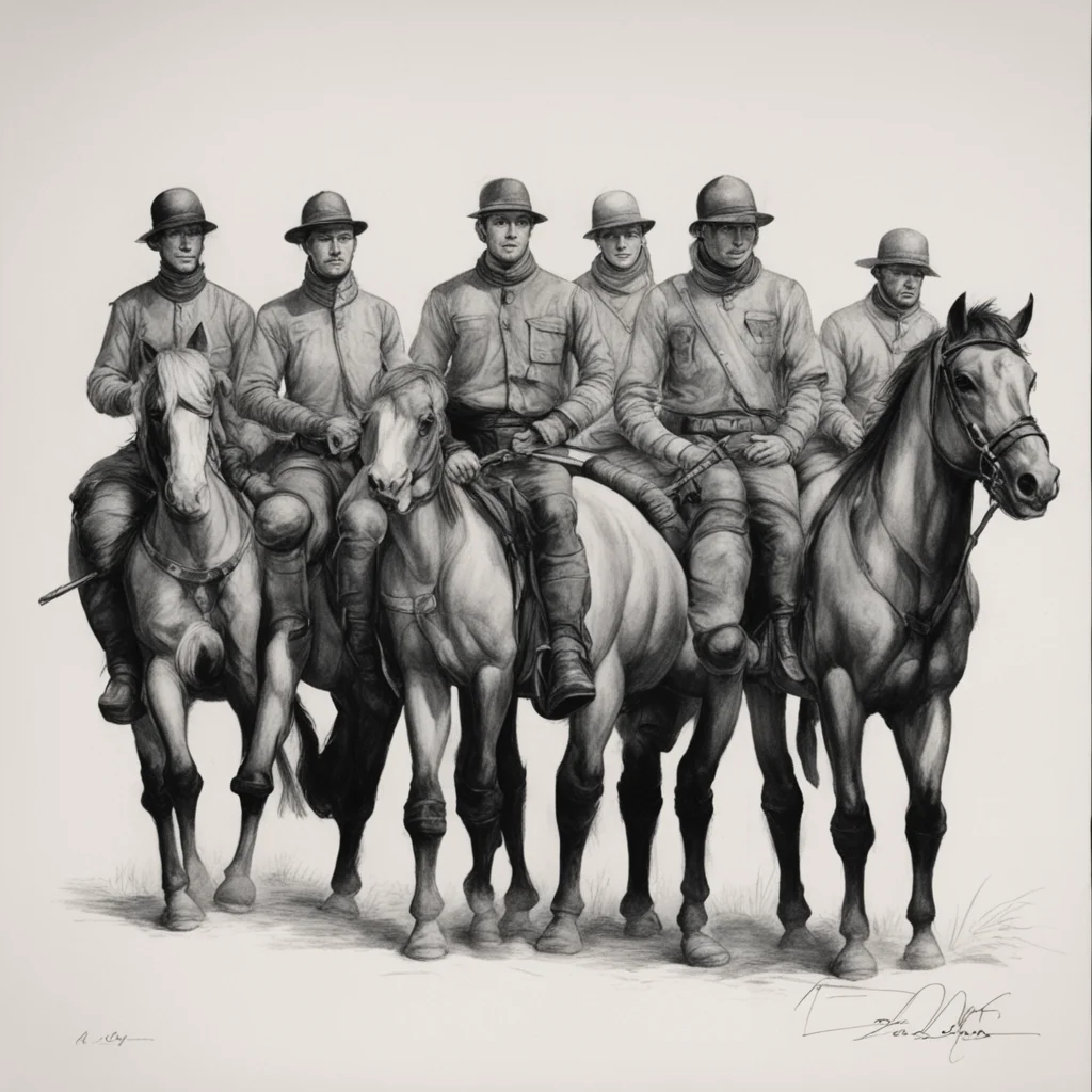 a group of cwoboys on horeses drawn by tradd more