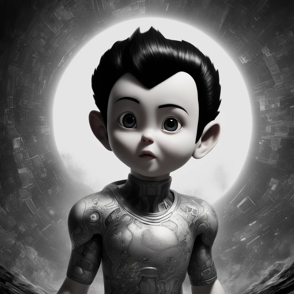 a highly detailed painting of Astro boy film grain cinematic  insanely detailed and intricate cinematic 3D render by Die