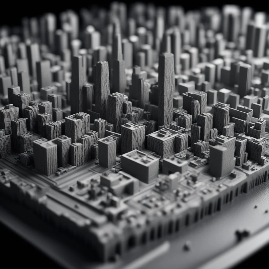 a hyper real extreme closeup extremely detailed and geometric foam model of a city on a table in a studio octane render 