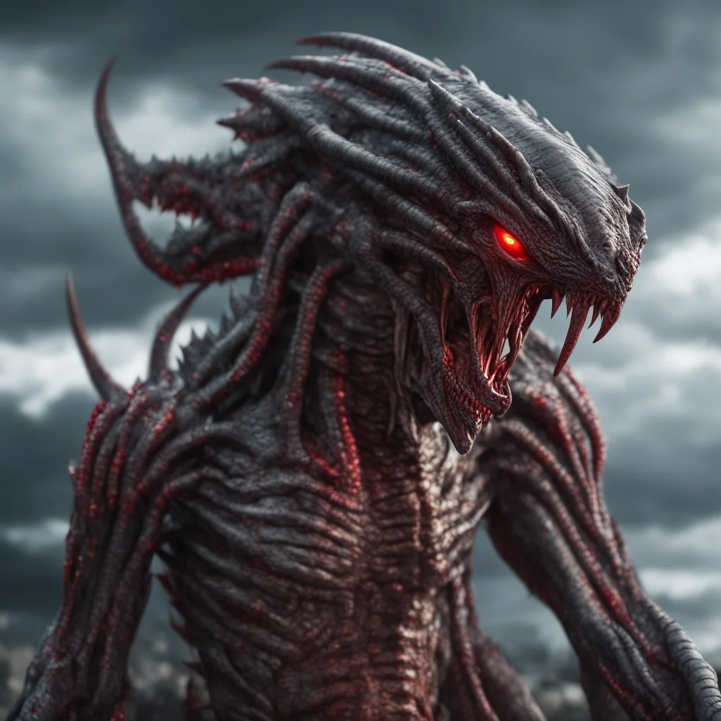 a hyper realistic battle dragon humanoid alien xenomorph demon with white skin and red extremities 8k